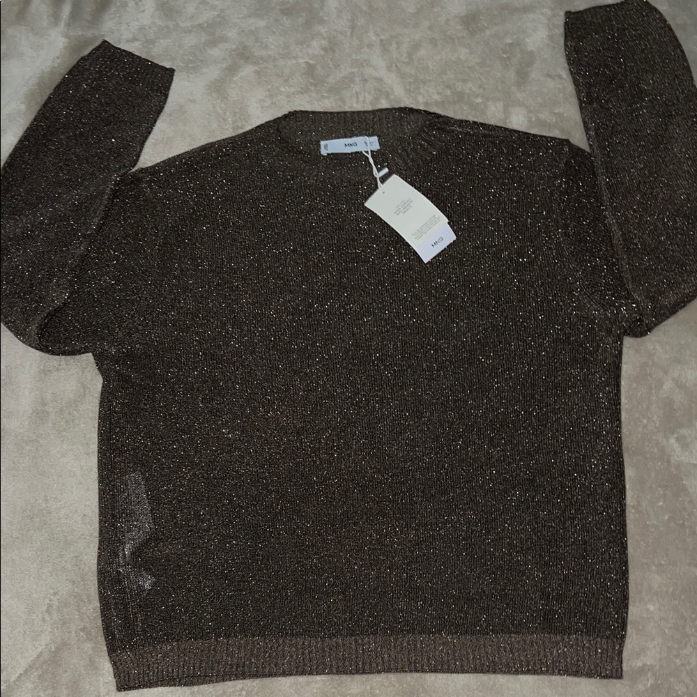 NWT Mango women’s fine knit lurex Crewneck Sweater